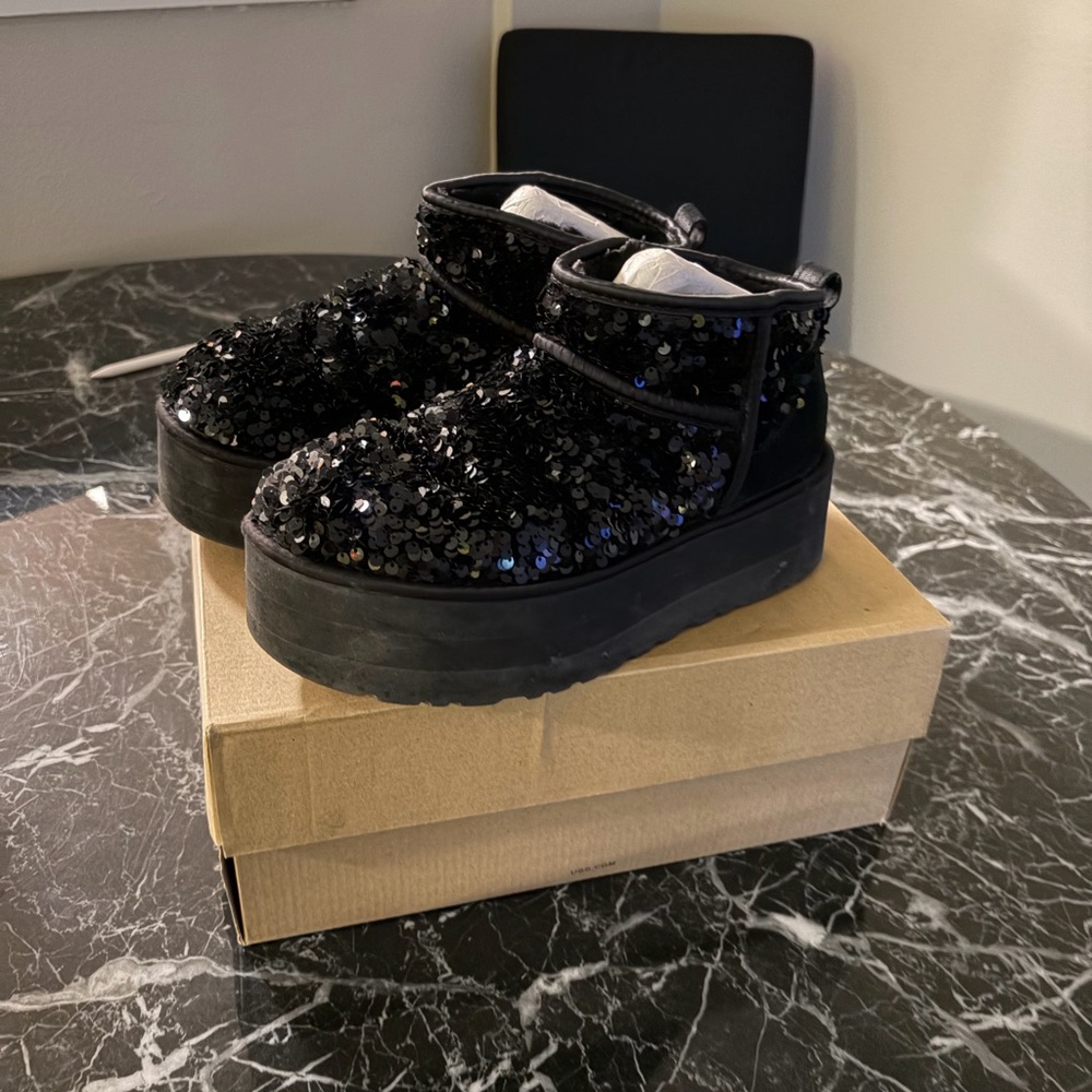 UGG Black Chunky Sequin Boots